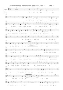 Partition chœur 2: ténor [C3 clef], Da pacem, Domine, Schütz, Heinrich
