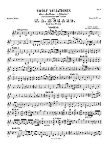 Partition de violon, 12 Variations on La bergère Célimene