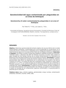 Genotoxicidad del agua contaminada por plaguicidas en un área de Antioquia
