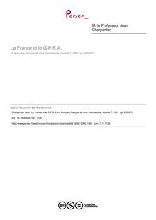 La France et le G.P.R.A. - article ; n°1 ; vol.7, pg 855-870