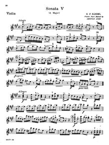 Partition Sonata No.5 en A Major, violon, sonates pour an Accompanied Solo Instrument
