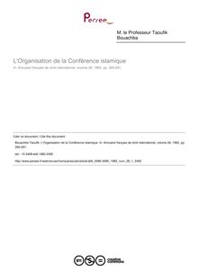 L Organisation de la Conférence islamique - article ; n°1 ; vol.28, pg 265-291