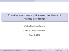 Contributions towards a fine structure theory of Aronszajn orderings