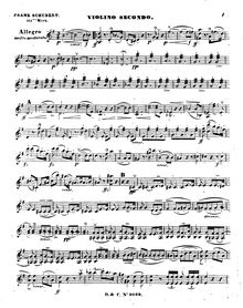 Partition violon 2, corde quatuor No.15, G Major, Schubert, Franz