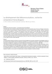 Le développement des télécommunications : recherche comparative France-Bulgarie - article ; n°3 ; vol.20, pg 135-152