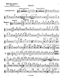 Partition flûte, Künstlerleben, Op.316, Artist s Life, Strauss Jr., Johann