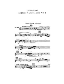 Partition trompette sur la scène, alternates to substitue pour chœur (C), Daphnis et Chloé  No.1