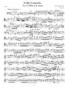 Partition de violoncelle, violoncelle Concerto No.2, Op.30