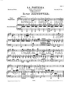 Partition complète, La Partenza, WoO 124, A major, Beethoven, Ludwig van