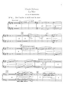 Partition basson 1/2, 3, contrebasson, La Mer, trois esquisses symphoniques
