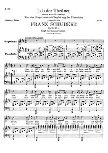 Partition complète, Lob der Tränen, D.711 (Op.13/2), In Praise of Tears L Éloge des Larmes par Franz Schubert