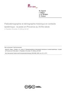 Paléodémographie et démographie historique en contexte épidémique : la peste en Provence au XVIIIe siècle - article ; n°6 ; vol.57, pg 821-847