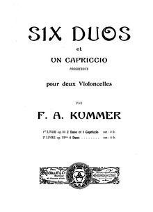 Partition violoncelle 1 , partie, 6 Duos et a Capriccio, Op.33, Kummer, Friedrich August
