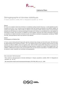 Démogéographie et données statistiques - article ; n°1 ; vol.20, pg 125-132