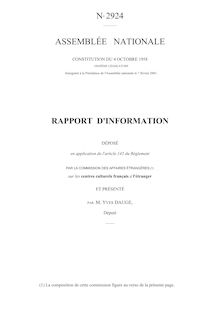 Rapport d information déposé par la Commission des affaires étrangères sur les centres culturels français à l étranger