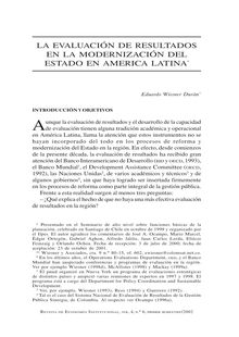 La evaluación de resultados en la modernización del Estado en América Latina (The evaluation of results in the modernization of the State in Latin America)