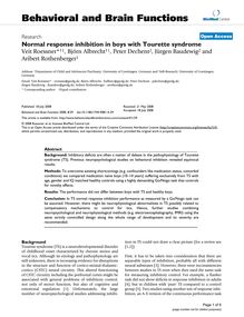 Normal response inhibition in boys with Tourette syndrome