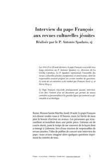 Interview du pape François aux revues culturelles jésuites