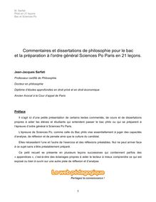 Bac et IEP Paris - Commentaires et dissertations de philosophie