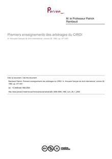 Premiers enseignements des arbitrages du CIRDI - article ; n°1 ; vol.28, pg 471-491