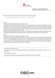 Mouvement syndical et théorie sociologique - article ; n°3 ; vol.22, pg 543-565