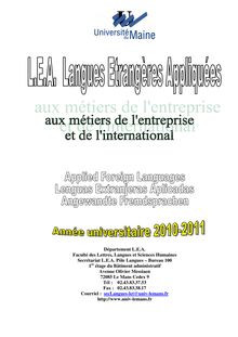Département L.E.A. Faculté des Lettres, Langues et Sciences ...