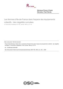 Les femmes d Ile-de-France dans l espace des équipements collectifs : des inégalités cumulées - article ; n°1 ; vol.162, pg 51-70