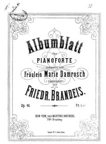 Partition complète, Albumblatt, C major, Brandeis, Frederick