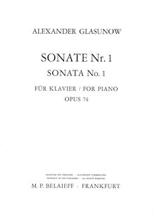 Partition complète, Piano Sonata No. 1, Op.74, Glazunov, Aleksandr