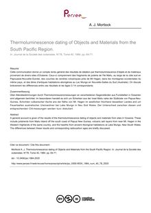 Thermoluminescence dating of Objects and Materials from the South Pacific Region. - article ; n°78 ; vol.40, pg 64-71