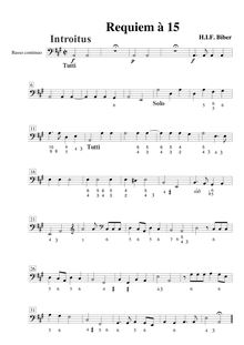 Partition Basso continuo, Requiem à 15, A major, Biber, Heinrich Ignaz Franz von