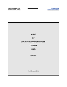 Audit of Diplomatic Corps Services Division (July 2002)