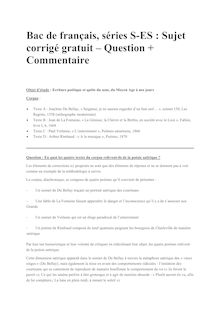 Bac Premiere 2012 S ES Francais Corrige Question 1 + Commentaire