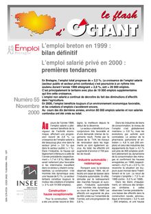 L emploi breton en 1999 : bilan définitif. L emploi salarié privé en 2000 : premières tendances (Flash d Octant n° 55)