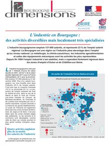 L industrie en Bourgogne : des activités diversifiées mais localement très spécialisées