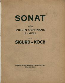 Partition couverture couleur, violon Sonata, E minor, Koch, Sigurd von