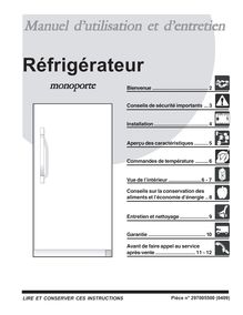 Notice Réfrigérateur Frigidaire  PLRU1777DS0