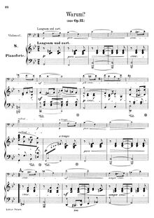 Partition violoncelle et partition de piano, Fantasiestücke Op.12