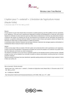 L option pour l  « extensif ». L évolution de l agriculture mossi (Haute-Volta) - article ; n°1 ; vol.147, pg 63-67