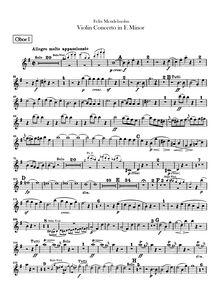 Partition hautbois 1, 2, violon Concerto [No.2], E Minor, Mendelssohn, Felix