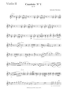 Partition violon 2, corde quatuor No.1, Op.22, "Saravasti"