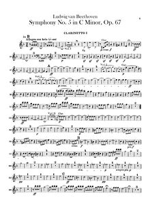 Partition clarinette 1, 2 (B♭, C), Symphony No.5, Op.67, C minor
