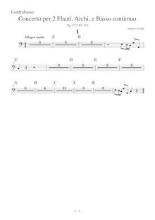 Partition Double basse, Concerto pour 2 flûtes en C major, RV 533
