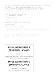 Paul Gerhardt s Spiritual Songs - Translated by John Kelly