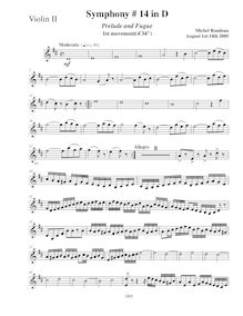 Partition violons II, Symphony No.14, D major, Rondeau, Michel par Michel Rondeau