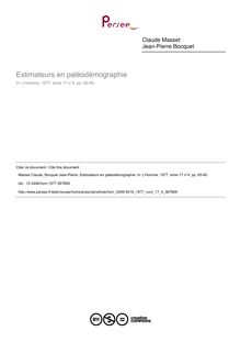 Estimateurs en paléodémographie - article ; n°4 ; vol.17, pg 65-90