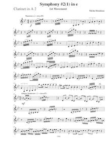 Partition clarinette 2 (A), Symphony No.2, E minor, Rondeau, Michel