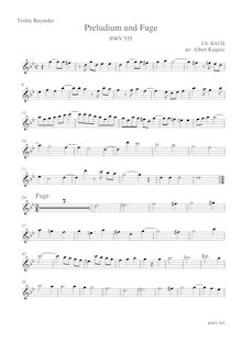 Partition aigu enregistrement , Prelude et Fugue en E minor, E minor par Johann Ludwig Krebs
