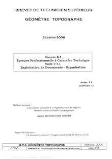 Exploitation de documents et organisation 2006 BTS Géomètre topographe