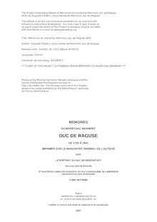 Mémoires du maréchal Marmont, duc de Raguse (8/9) par Marmont et Raguse